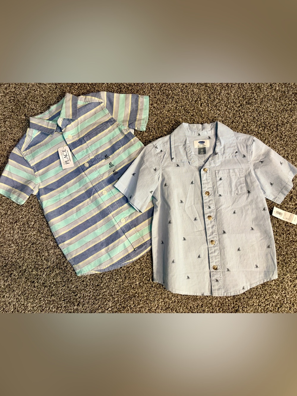 Boys' Short Sleeve Striped Button-Up Shirt Bundle 🦈 🩵